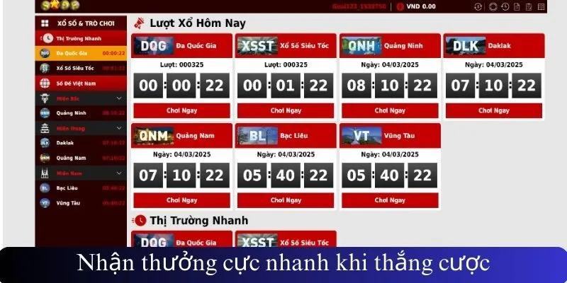 Nhận thưởng cực nhanh khi thắng cược